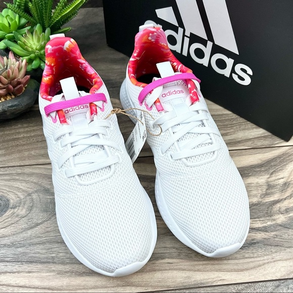 NIB Adidas Puremotion Running Inspired Athletic Sneaker White Pink Red Womens 8 - Picture 3 of 12